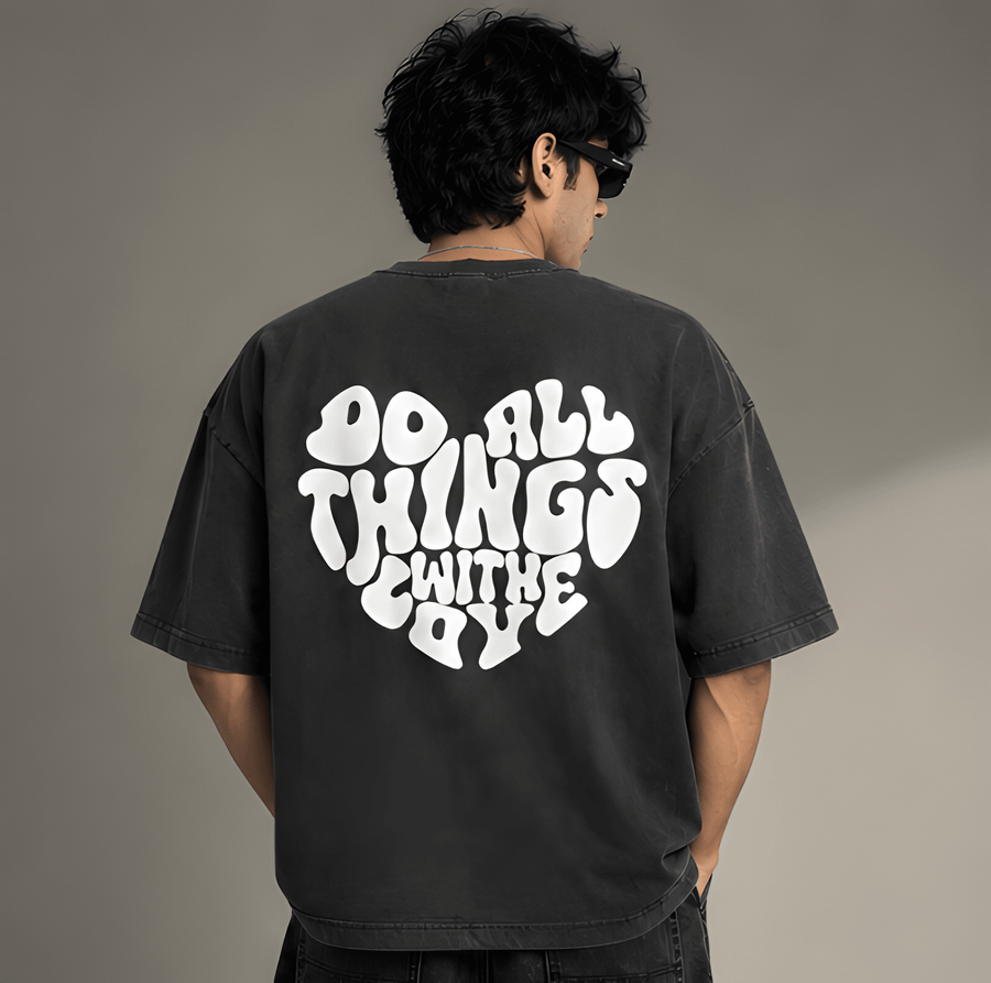 All Things With Love Black Oversized Tshirt