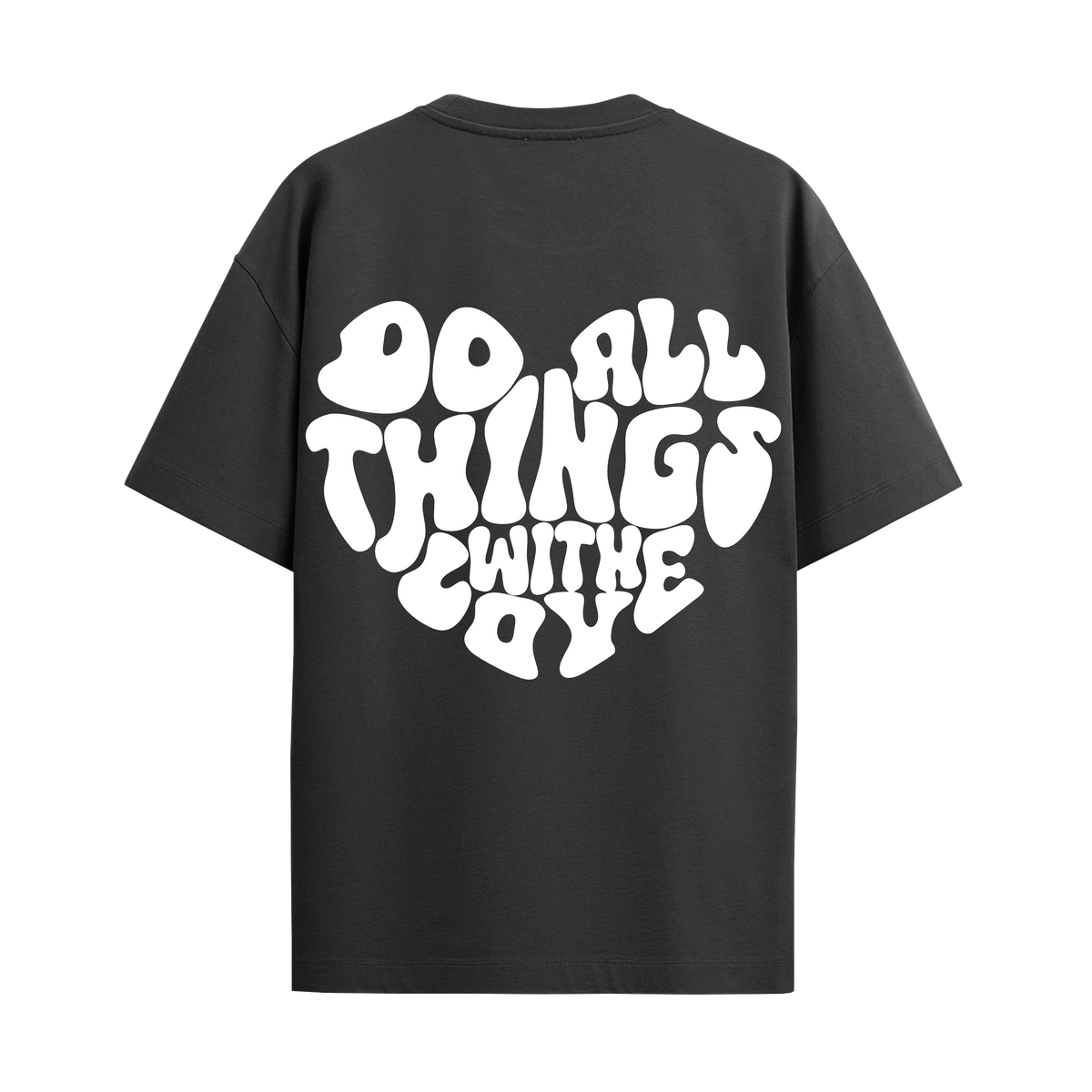 All Things With Love Black Oversized Tshirt