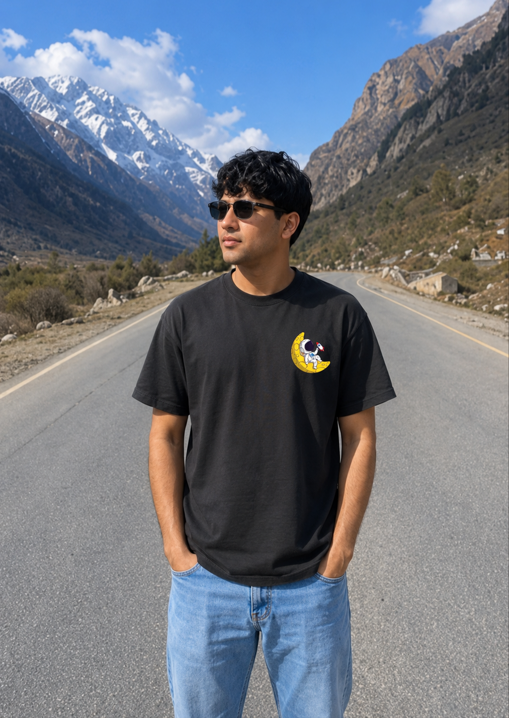Space black oversized tshirt