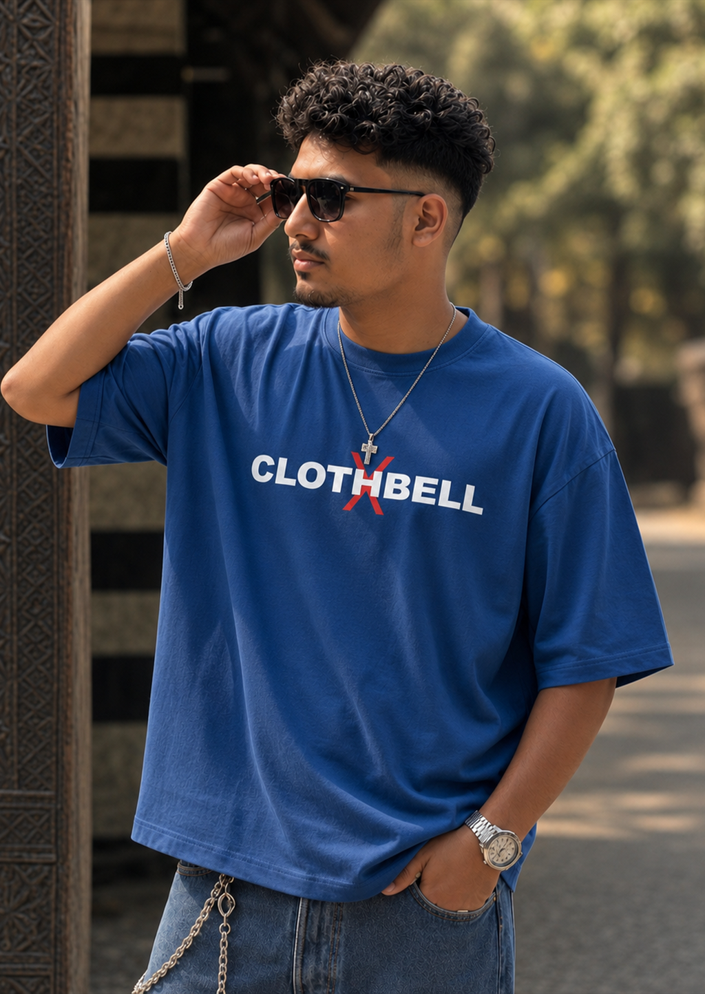 Think outside the box royal blue oversized tshirt