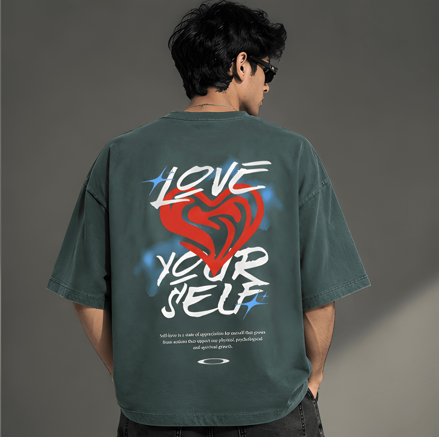 Self Love Dark Green Oversized Tshirt