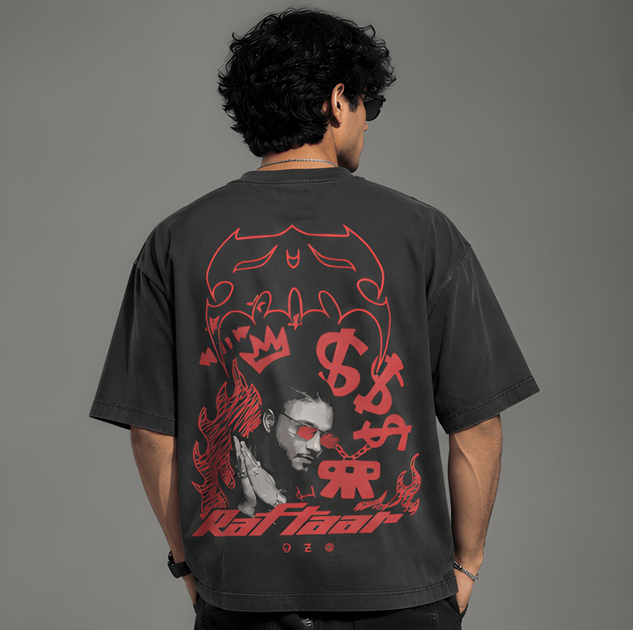 Raftaar Black Oversized Tshirt